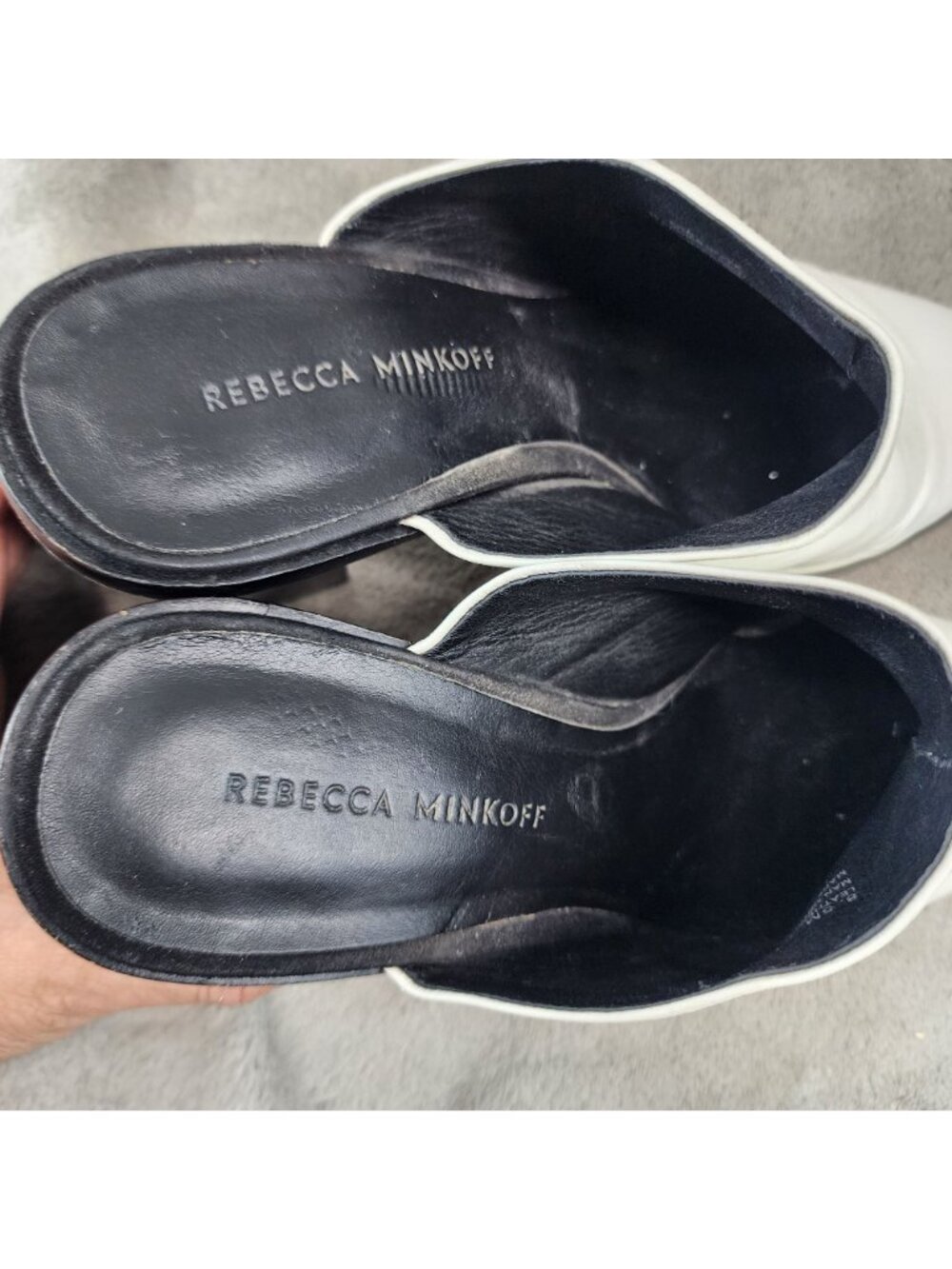 Rebecca Minkoff Shoes Womens Size 8.5 White Leather Slip On Mules *Read* - Picture 10 of 14